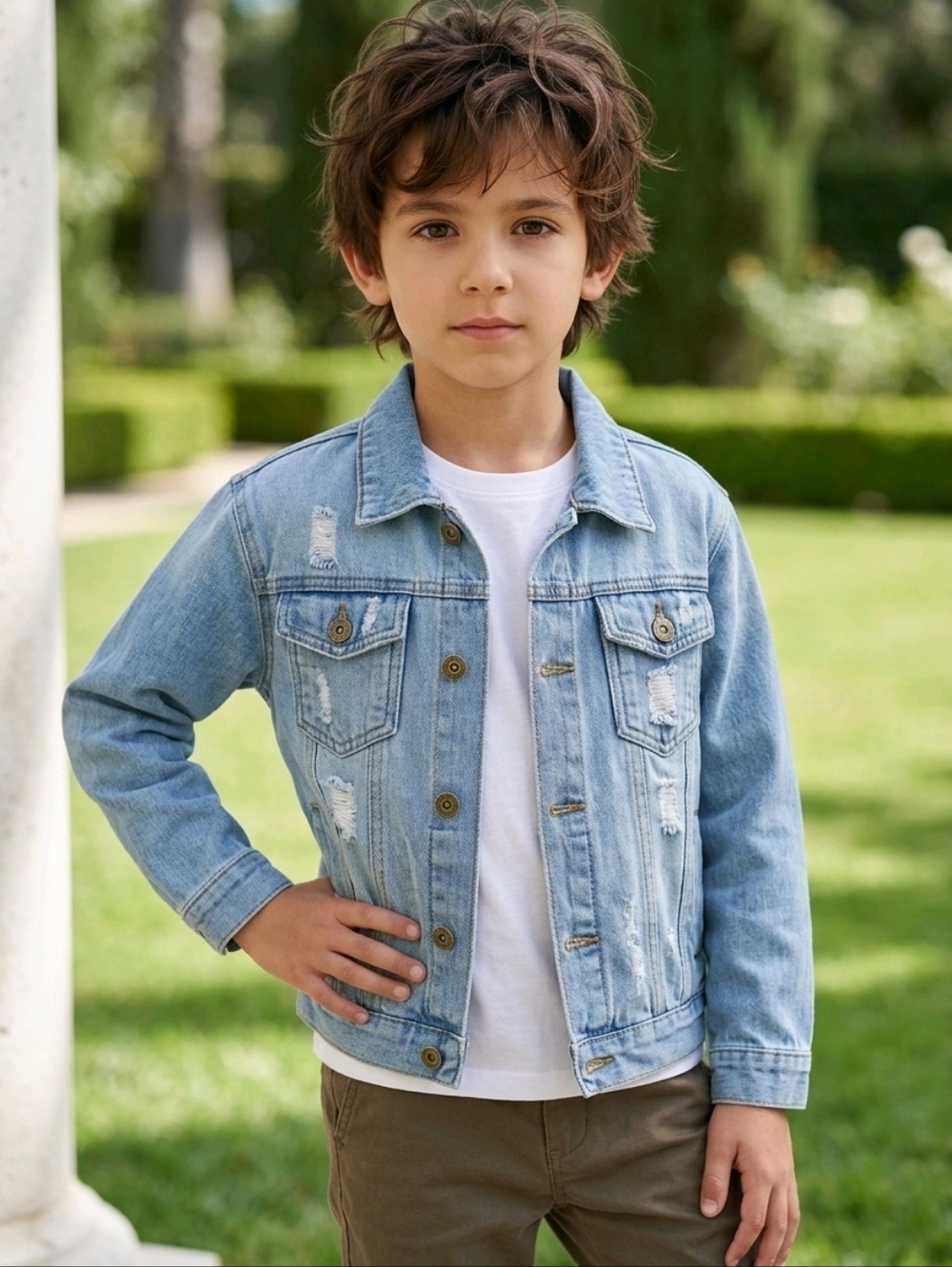 NWT Kids Distressed Denim Jacket Size 4T